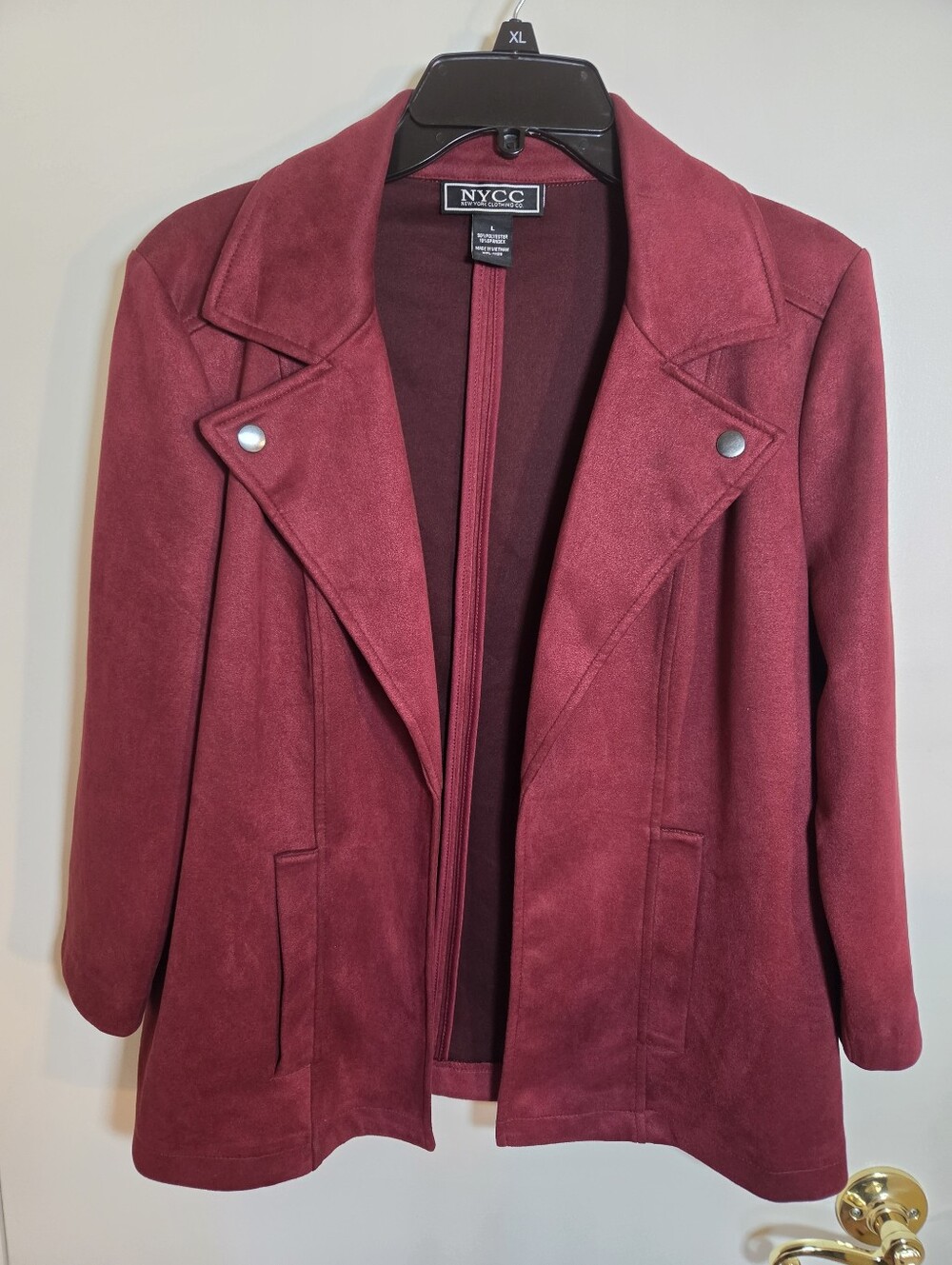 NYCC Womens L Burgundy Soft Vegan Suede Leather Blazer Moto Whimsigoth Goth Vamp
